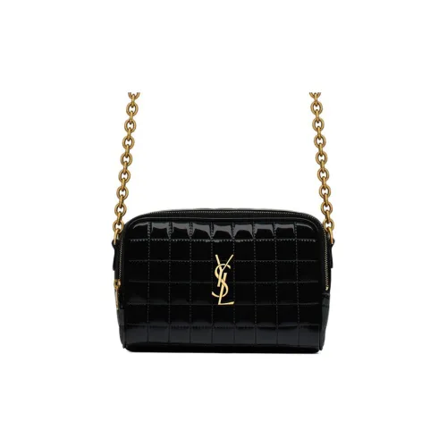 SAINT LAURENT Cassandre Полиуретан с Полиэстер Camera Сумка Сумка через плечо Мини Женская Черная