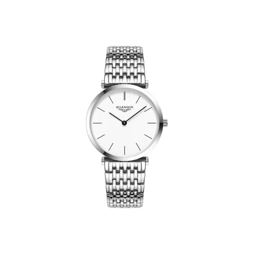 GUANQIN Кварцевый механизм Мужские часы Белый циферблат