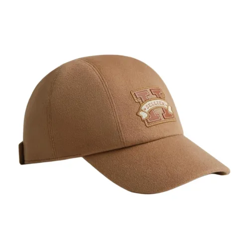 HERMES Кашемир Шелк Район Кепки Женские Коричневый