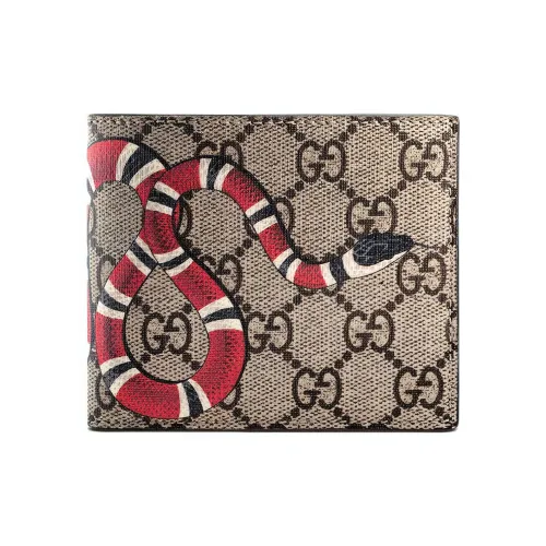 GUCCI Canvas Держатель для карт кошелек с карманом для монет мужской цвет эбен бежевый коричневый