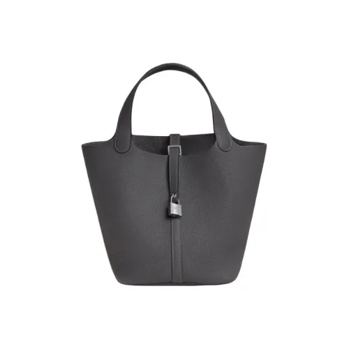 HERMES Picotin Maurice Bullock Кожа Корзина Сумка Ведрообразная Сумка Женская Сумка 88 Графитовый Серый