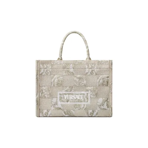 VERSACE Нейлоновая сумка-тоут сумка для покупок женская бежевая с лоскутным принтом