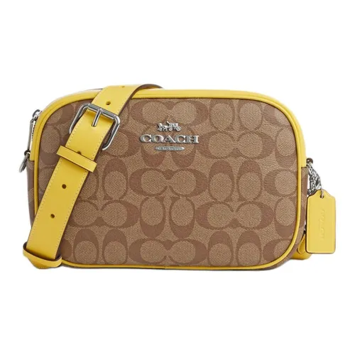 COACH Jamie Холст с кожей Сумка через плечо Средний Women's Silver Khaki Винтажный желтый