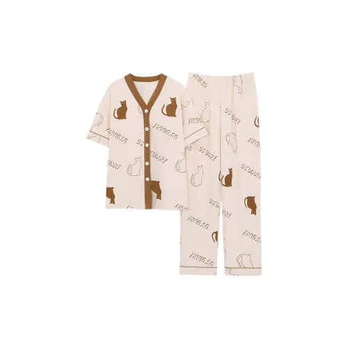 Pretty Lady Пижамный комплект Женские Котенок с принтом