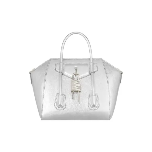 Givenchy Antigona Lock Коровья кожа Сумка через плечо Сумка Мини Women's Silver