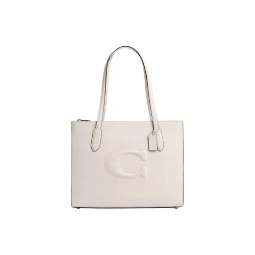 COACH Телячья кожа Тоут Сумка Сумка для покупок Сумка на плечо Сумка Большая Women's Silver Мел Белый