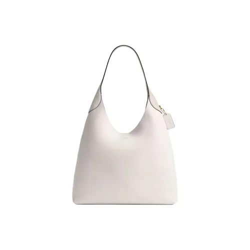 COACH Brooklyn Натуральный GRAIN LEATHER Сумка-хобо Сумка Сумка через плечо Большая Женская Латунь Мел