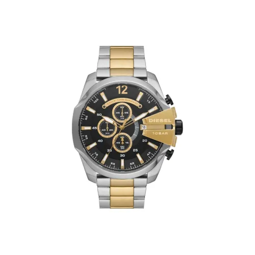 DIESEL Мужские часы Кварцевый механизм Ремешок из нержавеющей стали Черный циферблат