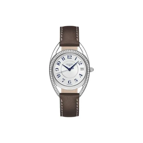 LONGINES Rider Collection Кварцевый механизм Женские часы 34 мм Серебристый циферблат Корпус из нержавеющей стали Кожаный ремешок