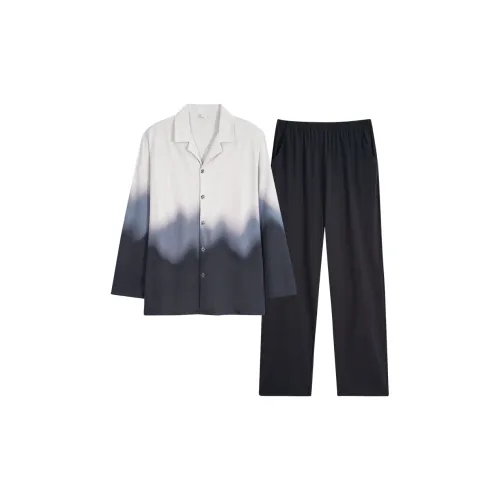 Sha Qian Пижамный комплект Весенний и Осенний Мужской Угольный Серый