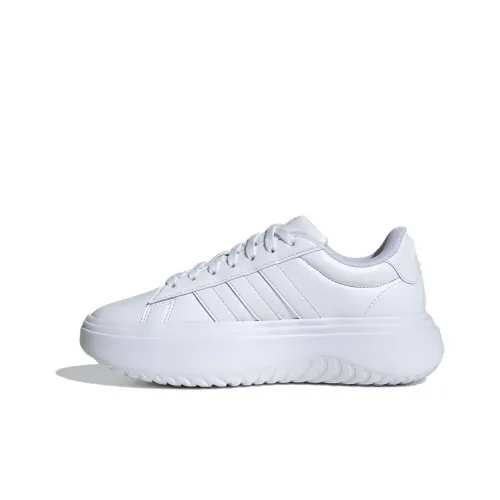 Adidas GRAND COURT PLATFORM Устойчивые к истиранию противоскользящие низкие скейтбордические кроссовки Женские Белые
