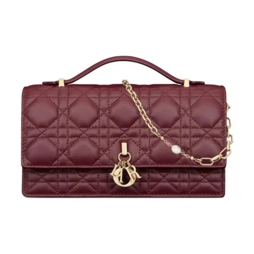 DIOR Cannage Овечья кожа Сумка через плечо Сумка мини Женская Бордовый