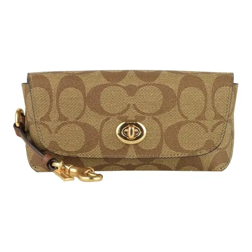 COACH Чехол для солнцезащитных очков Холщовая кожа Чехол для солнцезащитных очков Клатч Унисекс Хаки с монограммой