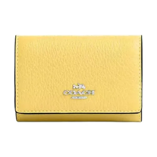 COACH Micro Leather Wallet Mini Women's Silver Vintage Yellow COACH Микро Кожа Кошелек Мини Женские Серебряный Винтаж Желтый
