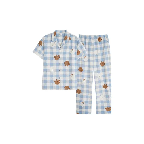 Sha Qian Пижамный комплект Летний Женский Синий