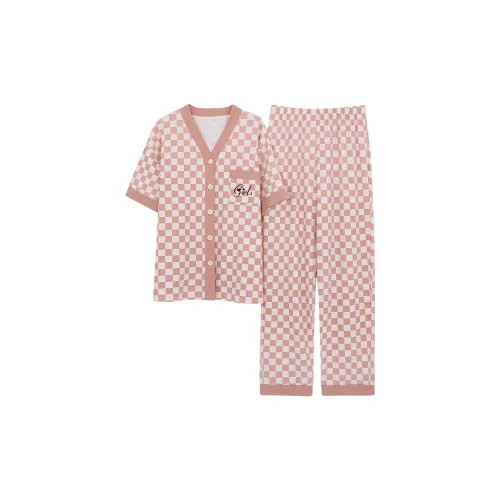 Pretty Lady Пижамный комплект женский розовый белый в клетку