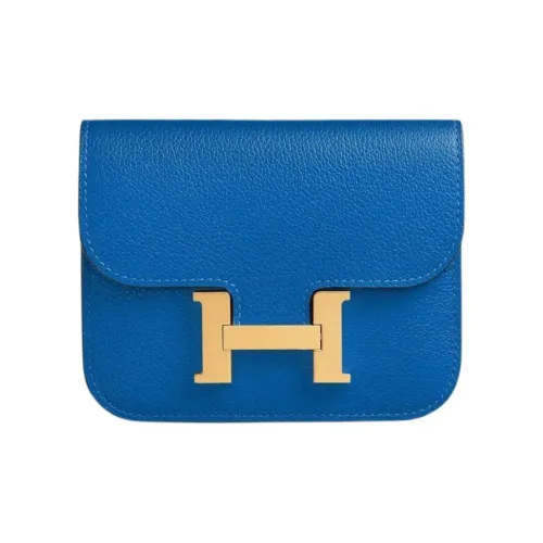 HERMES Constance Slim Кожа Evercolor Кошелек Бананка Женские I7 BLEU Zellige Мозаика Синий