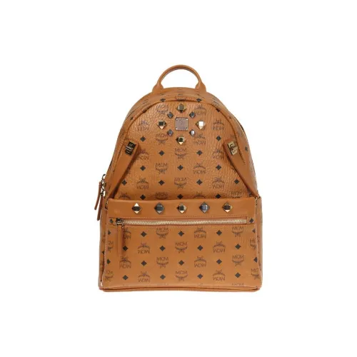 MCM Stark Visetos Покрытый холст Рюкзак Унисекс Коньячный Коричневый