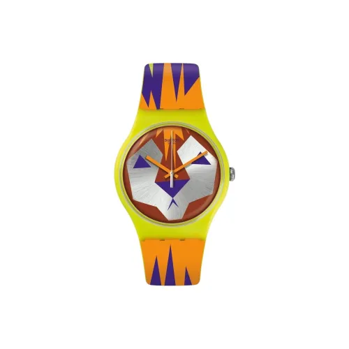 SWATCH ORIGINALS Collection Кварцевый механизм Унисекс Часы 41 мм Серебристый циферблат Пластиковый корпус Часы Силиконовый ремешок