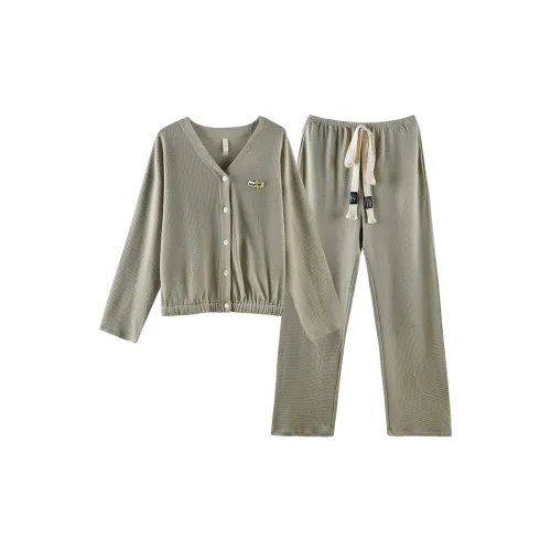 Q'NIANMA Пижамный комплект женский серый зеленый