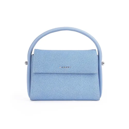 Karkki Коробка Сумка Корова Кожа Одно Плечо Сумка Стандартная Женская Светлый Джинсовый Деним Светлый Джинсовый