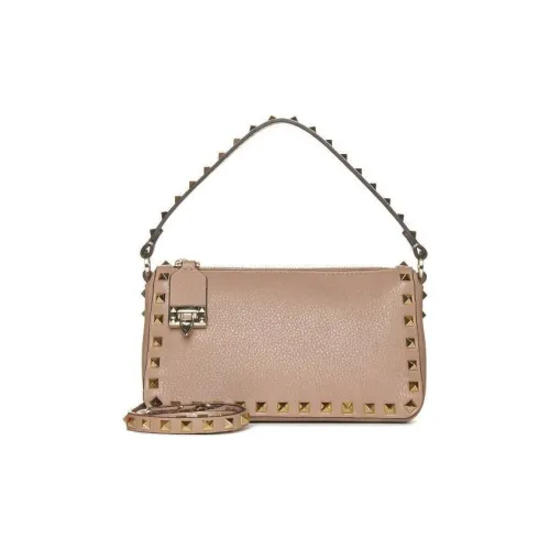 Valentino Rockstud Телячья кожа Сумка через плечо Женская Бежево-розовая