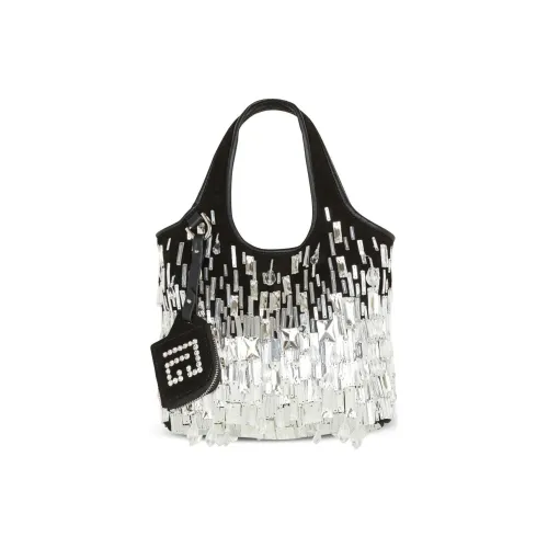 BALMAIN Козья кожа + Полиэстер Сумка Мини Женская Черная и Серебряная