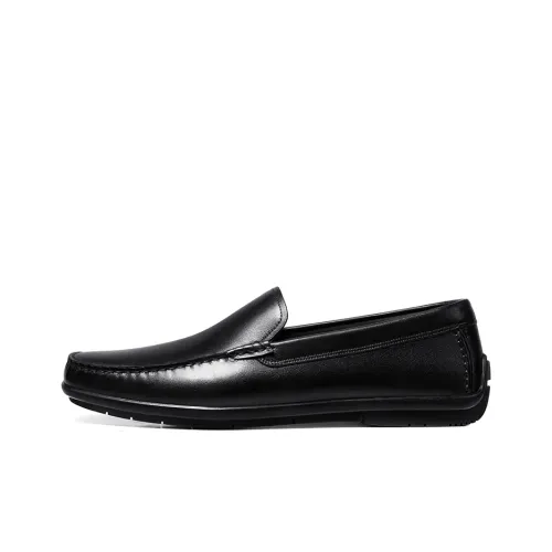 THOM WILLS Минималистский стиль Fashion Телячья кожа Slip-on Повседневная обувь Мужская Черная