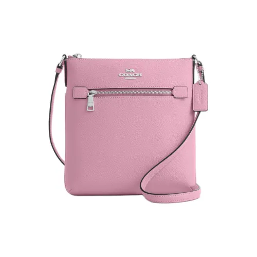 COACH File Крестообразная текстура Кожа Сумка через плечо Маленький Women's Silver Тюльпан