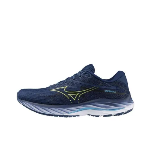 Mizuno Wave Rider 27 Противоскользящие Устойчивые к истиранию Низкий Топ Беговые кроссовки Мужские Синий Черный