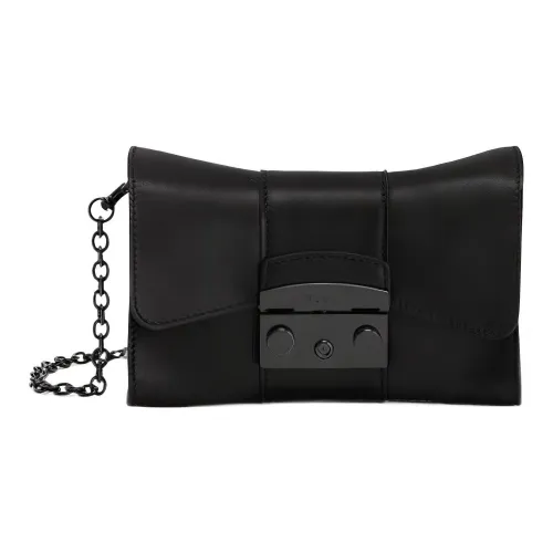 Furla Metropolis Collection Мягкая гладкая кожа Сумка через плечо Мини Женская Черная