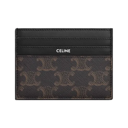 CELINE Triomphe Коровья кожа Держатель для карт Мужской Черный
