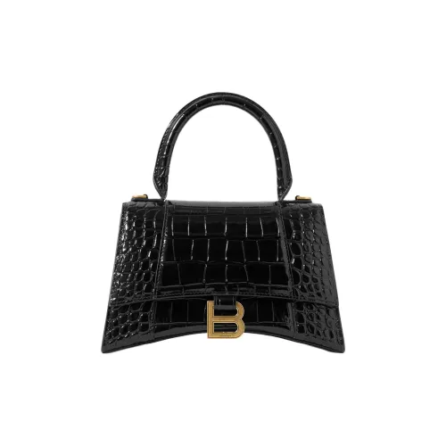 Balenciaga HOURGLASS Кожа Одно плечо Сумка Маленькая Женская Черная