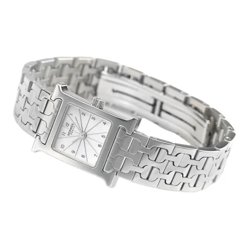 HERMES Женские часы Кварцевый механизм Ремешок из нержавеющей стали Белый циферблат