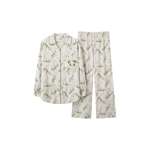 Чун Си Пижама Комплект Женские Белый Зеленый