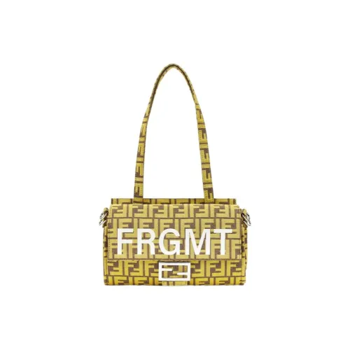 FENDI FRGMT Hiroshi Fujiwara Коллаборация Baguette Жаккардовая ткань Сумка на плечо Женская Желтая