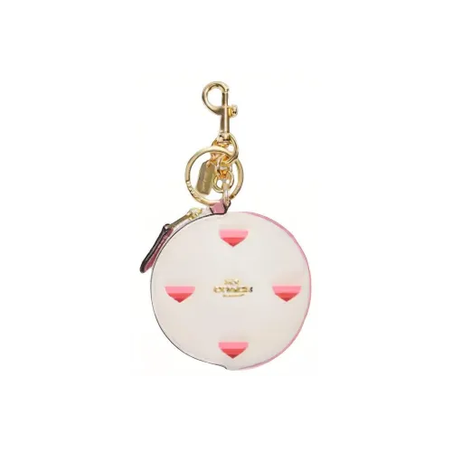 COACH Утонченный Pebble Кожа Монета Кошелек Charm Сумка Аксессуар Мини Женская Белая