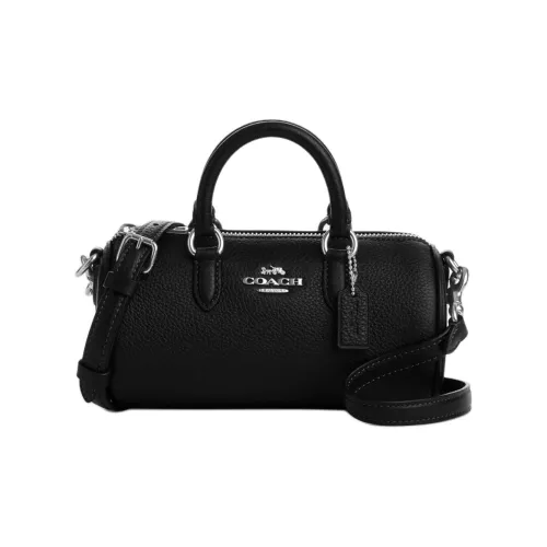 COACH Lacey Пескоструйная кожа Бостон Сумка через плечо Сумка Маленькая Женская Серебряный и Черный