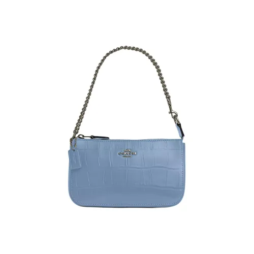 COACH Nolita Крокодил Тисненая кожа Сумка Сумка через плечо Маленькая Женская Бронза и Васильковый синий