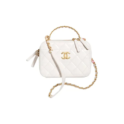 CHANEL Яркий Телячья кожа Сумка через плечо Сумка Makeup Bag Женская Белая