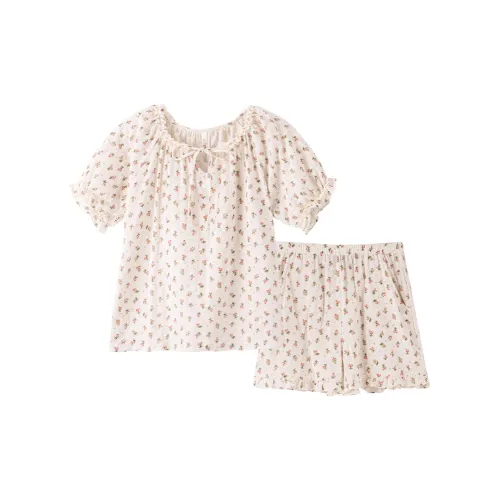 MOOLMEYNO Пижамный комплект женский светло-бежевый желтый