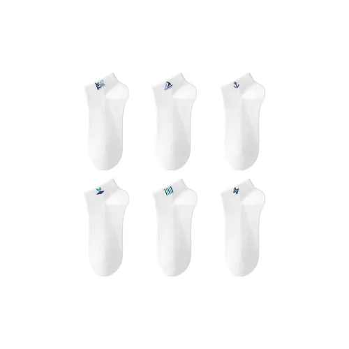 H YXIANG No Show Носки Мужские 6 пар Белые