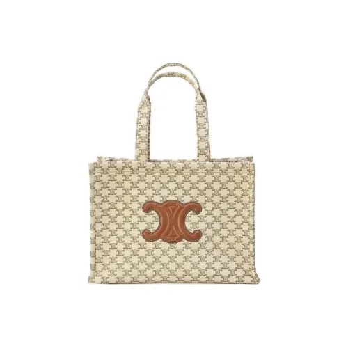 CELINE Cabas Thais Холст Сумка Большая Женская Бежевая