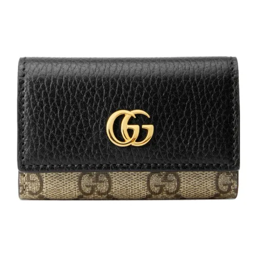 GUCCI GG Marmont Canvas Leather Key Pouch Женские Ebony Black