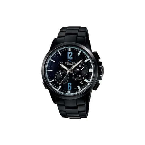 CASIO OCEANUS Коллекция Солнечный Кварцевый механизм Титан Ремешок Часы Мужские Черный Циферблат
