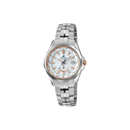 CASIO OCEANUS Коллекция Солнечный Кварцевый механизм Титан Ремешок Часы 33,8*33*9 мм Женские часы Белый циферблат