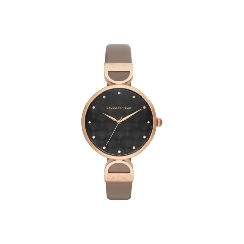 ARMANI EXCHANGE Наручные часы Кварцевый механизм Кожаный ремешок 38 мм Черный циферблат Женские часы AX5329