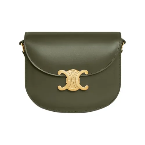 CELINE Besace Сумка через плечо из коровьей кожи женская темно-оливковая