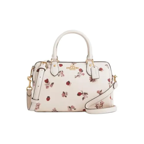 COACH Rowan Покрытый холст Сумка Сумка через плечо Сумка через плечо Средняя Женская Золото и Мелово-многоцветная