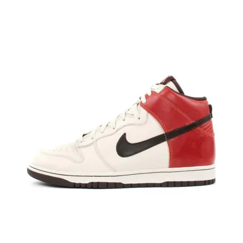 Nike Dunk Премиум Устойчивый к истиранию Дышащие Высокие Кроссовки для скейтбординга Унисекс Белый Красный